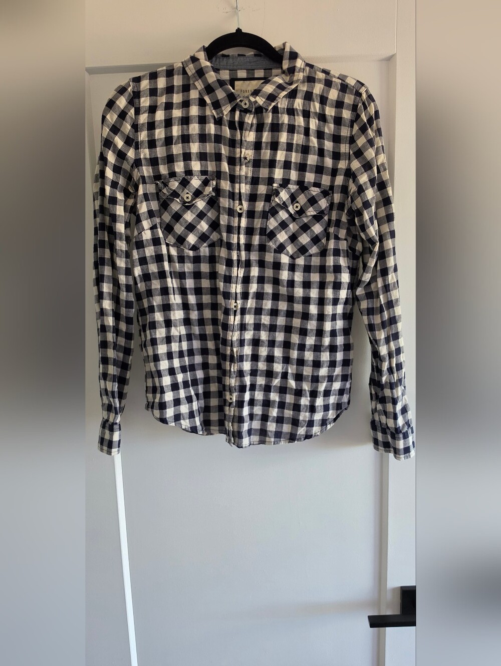 Forever 21 Black And white Checkered  Button-Up Shirt